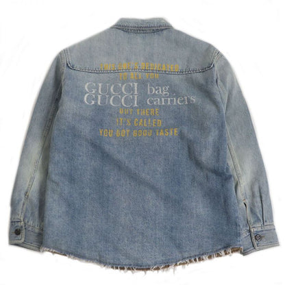22AW Gucci 667998 You Got Good Taste Back Printed Crushed Lined Denim Jacket