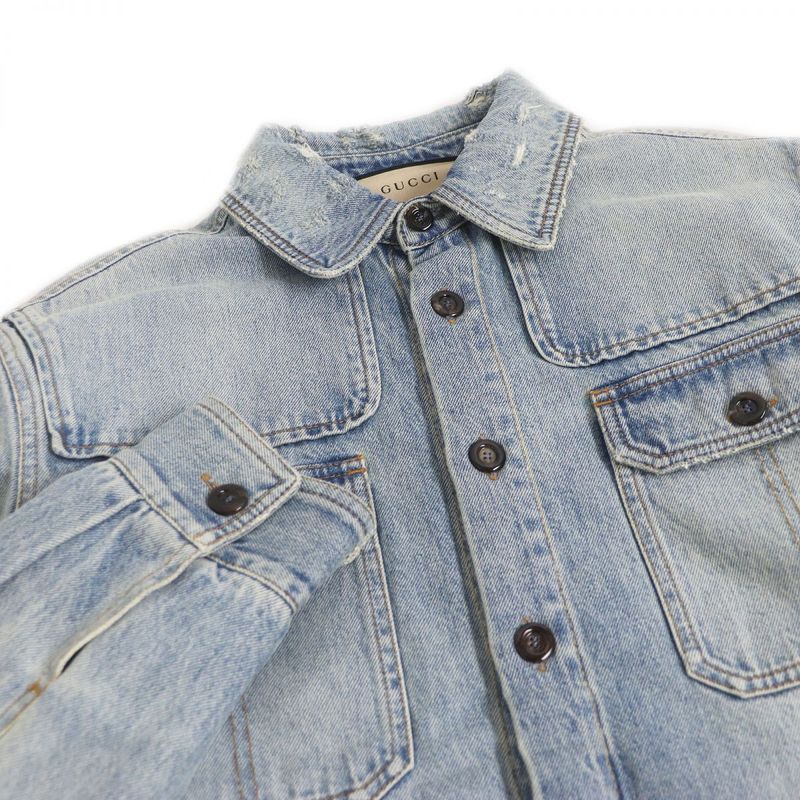 22AW Gucci 667998 You Got Good Taste Back Printed Crushed Lined Denim Jacket