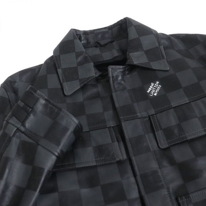 21AW Louis Vuitton Damier Zip-up Cowhide Leather Blouson Jacket/rider Gray/black
