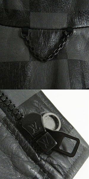 21AW Louis Vuitton Damier Zip-up Cowhide Leather Blouson Jacket/rider Gray/black