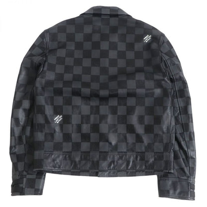 21AW Louis Vuitton Damier Zip-up Cowhide Leather Blouson Jacket/rider Gray/black