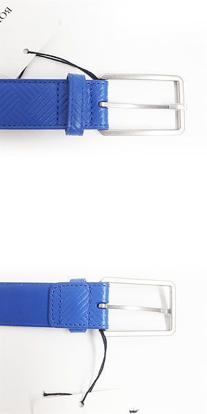 Bottega Veneta Intrecciato Embossed Silver Pin Buckle Leather Belt Blue 100/40