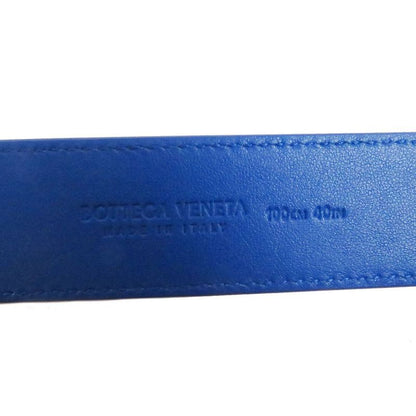 Bottega Veneta Intrecciato Embossed Silver Pin Buckle Leather Belt Blue 100/40