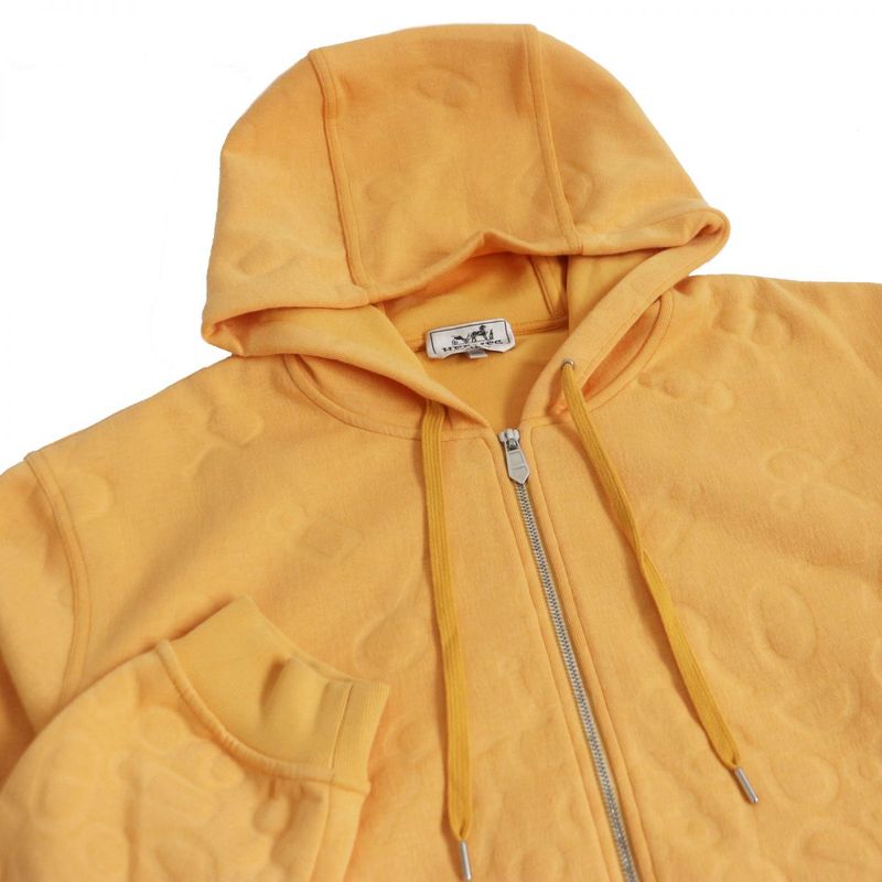 23SS Hermes Maillons En Boucle Aero Chaine D'ancre Embossed Zip Hoodie Orange