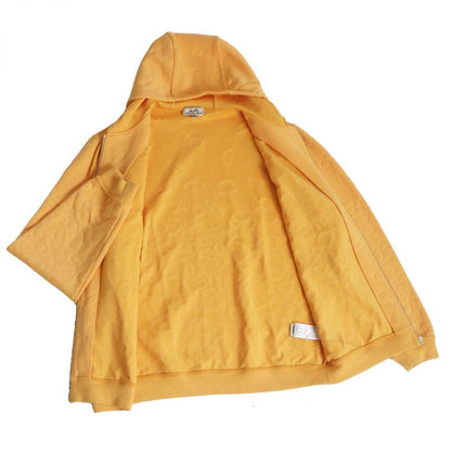 23SS Hermes Maillons En Boucle Aero Chaine D'ancre Embossed Zip Hoodie Orange