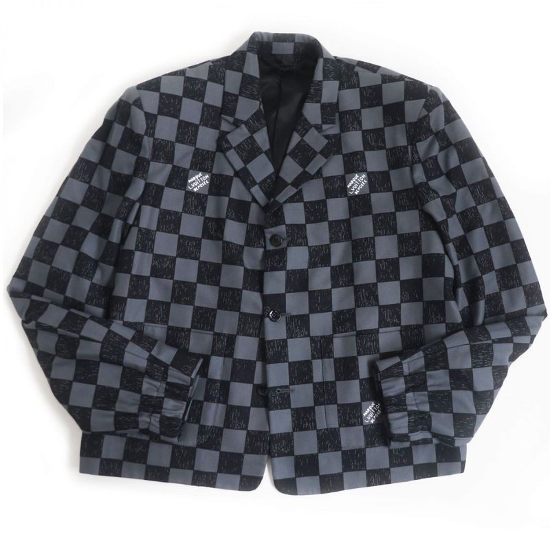 21AW Louis Vuitton Voxy Damier Logo Button Single Jacket/blouson Gray×black 46