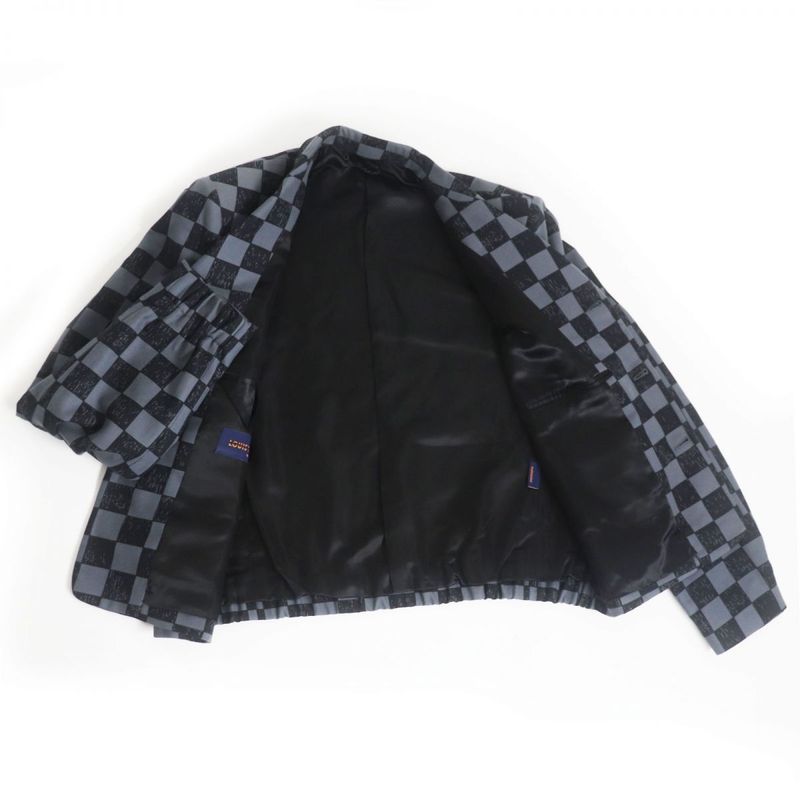 21AW Louis Vuitton Voxy Damier Logo Button Single Jacket/blouson Gray×black 46
