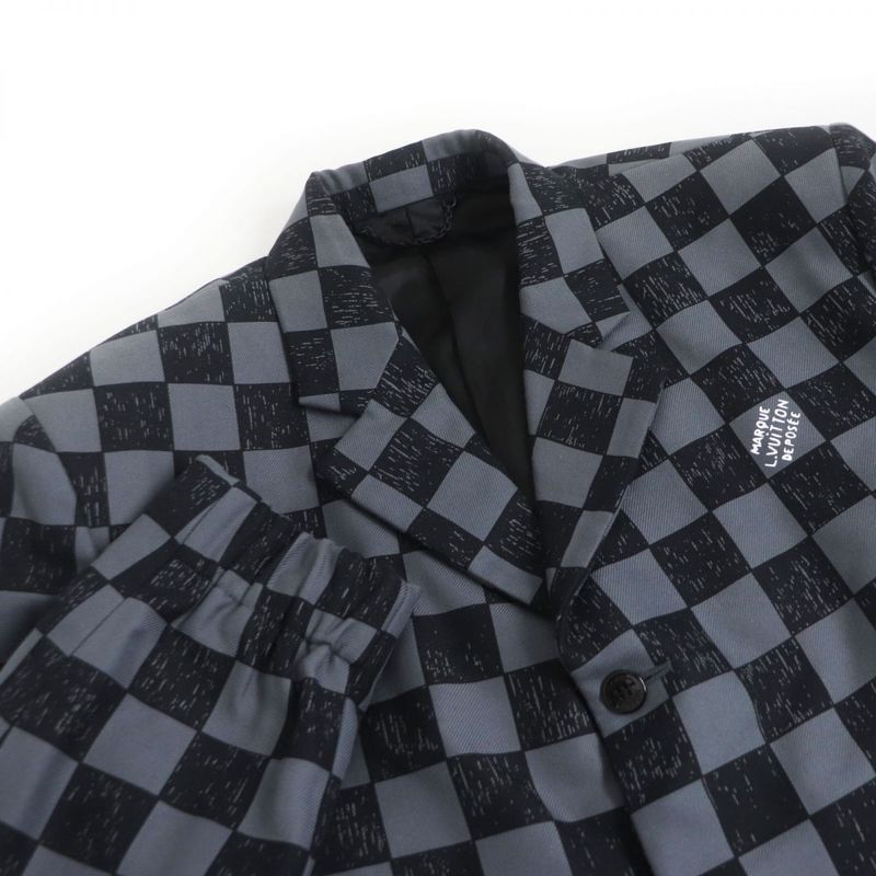 21AW Louis Vuitton Voxy Damier Logo Button Single Jacket/blouson Gray×black 46