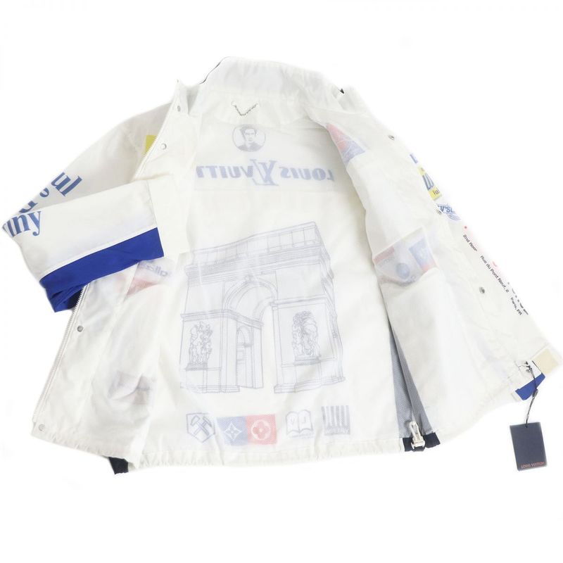 19AW Louis Vuitton 1a5did Multi-logo Nylon Windbreaker/racing Jacket White 48
