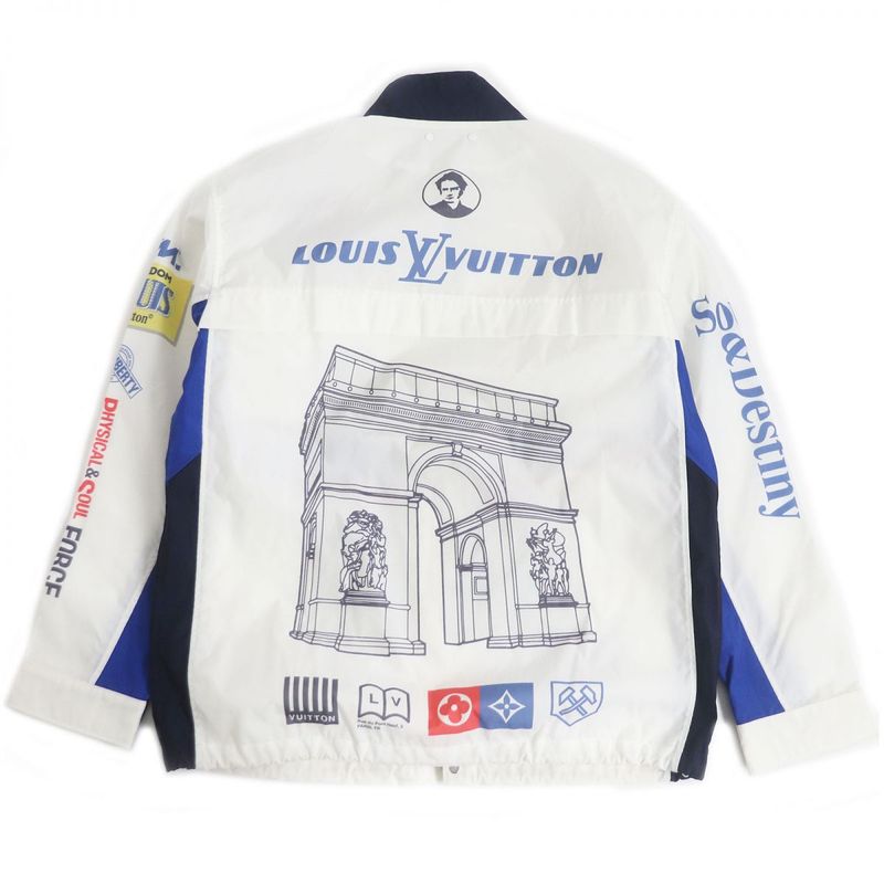 19AW Louis Vuitton 1a5did Multi-logo Nylon Windbreaker/racing Jacket White 48
