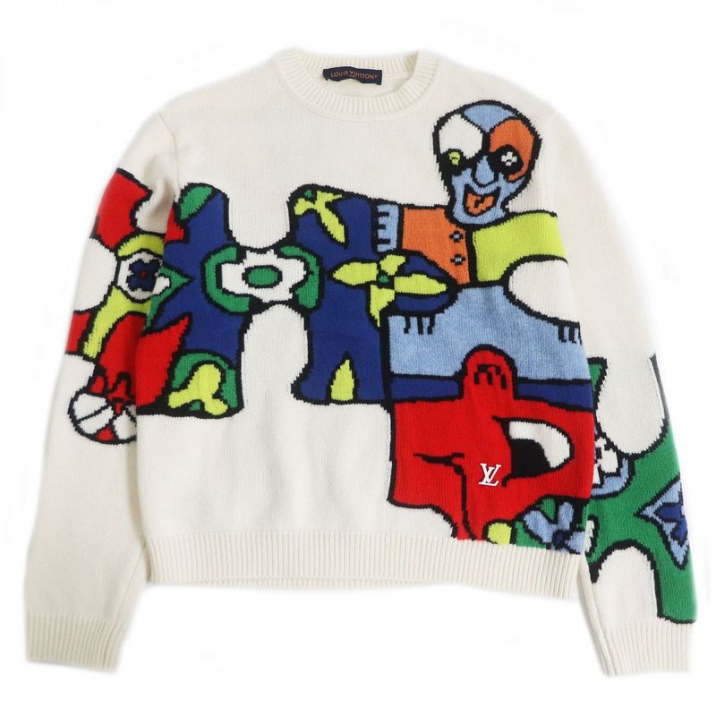 23SS Louis Vuitton 1ab4qa LV Puzzle Jacquard Crewneck Long Sleeve Knit /