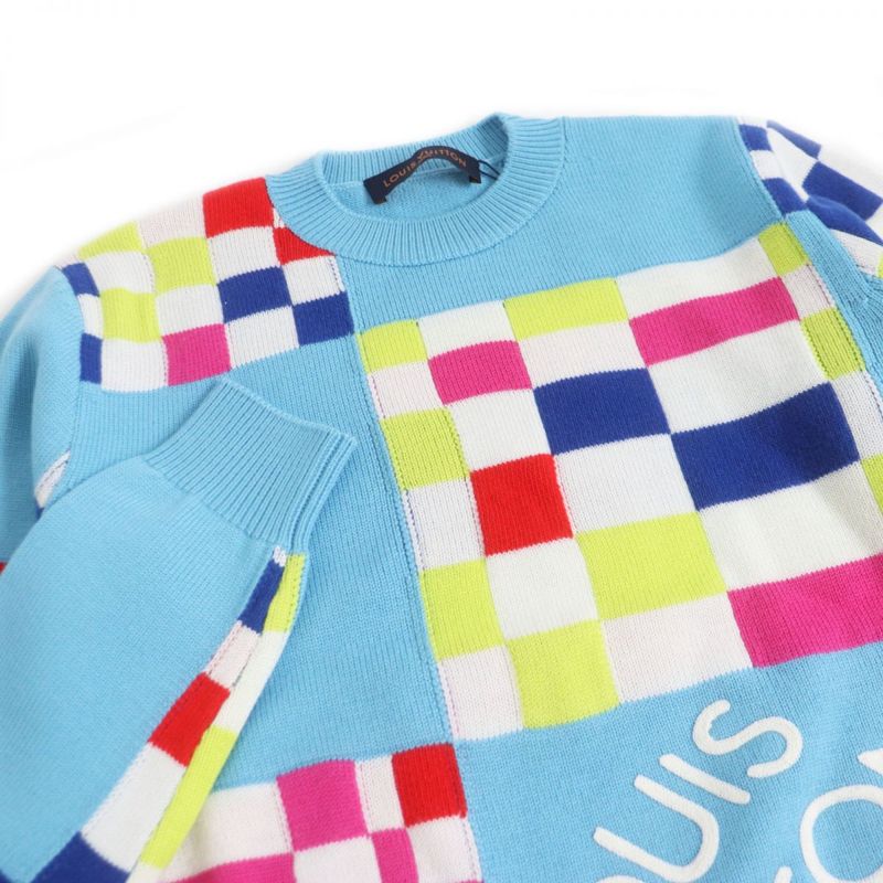 Louis Vuitton 1a8p48 Distorted Giant Damier Crewneck Wool Long-sleeved Knitwear/