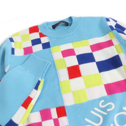 Louis Vuitton 1a8p48 Distorted Giant Damier Crewneck Wool Long-sleeved Knitwear/