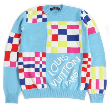 Louis Vuitton 1a8p48 Distorted Giant Damier Crewneck Wool Long-sleeved Knitwear/