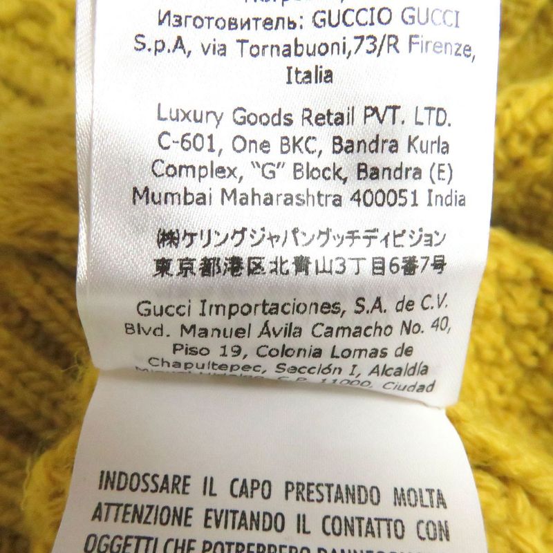 21AW Gucci 673684 Detachable Sleeves V-neck Wool 2-way Long-sleeved Cable Knit