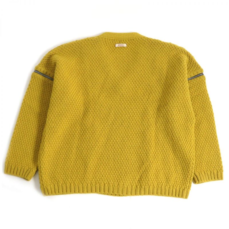 21AW Gucci 673684 Detachable Sleeves V-neck Wool 2-way Long-sleeved Cable Knit