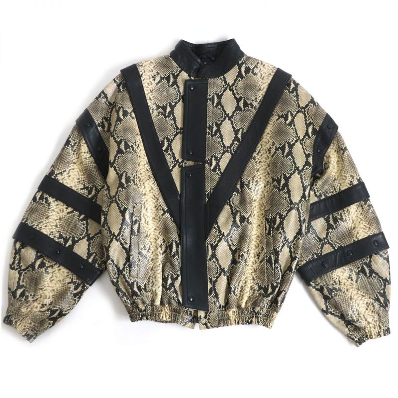 2018 Gucci/Gucci Python Shape Pressed Cowhide/lambleather 3WAY Blouson Jacket