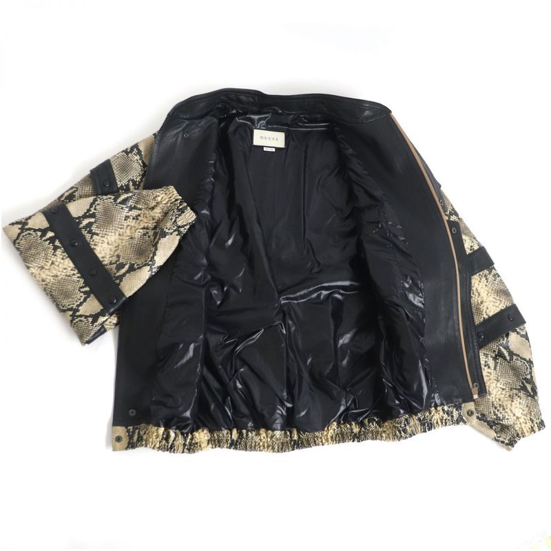 2018 Gucci/Gucci Python Shape Pressed Cowhide/lambleather 3WAY Blouson Jacket