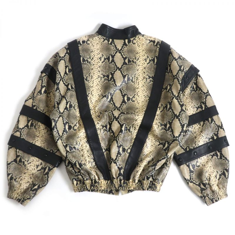 2018 Gucci/Gucci Python Shape Pressed Cowhide/lambleather 3WAY Blouson Jacket