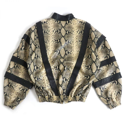 2018 Gucci/Gucci Python Shape Pressed Cowhide/lambleather 3WAY Blouson Jacket
