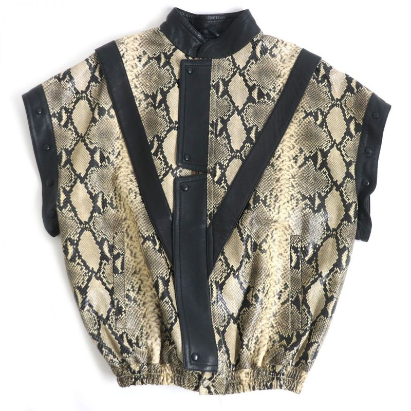 2018 Gucci/Gucci Python Shape Pressed Cowhide/lambleather 3WAY Blouson Jacket