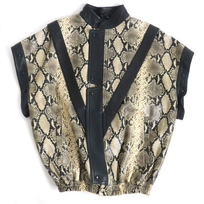 2018 Gucci/Gucci Python Shape Pressed Cowhide/lambleather 3WAY Blouson Jacket