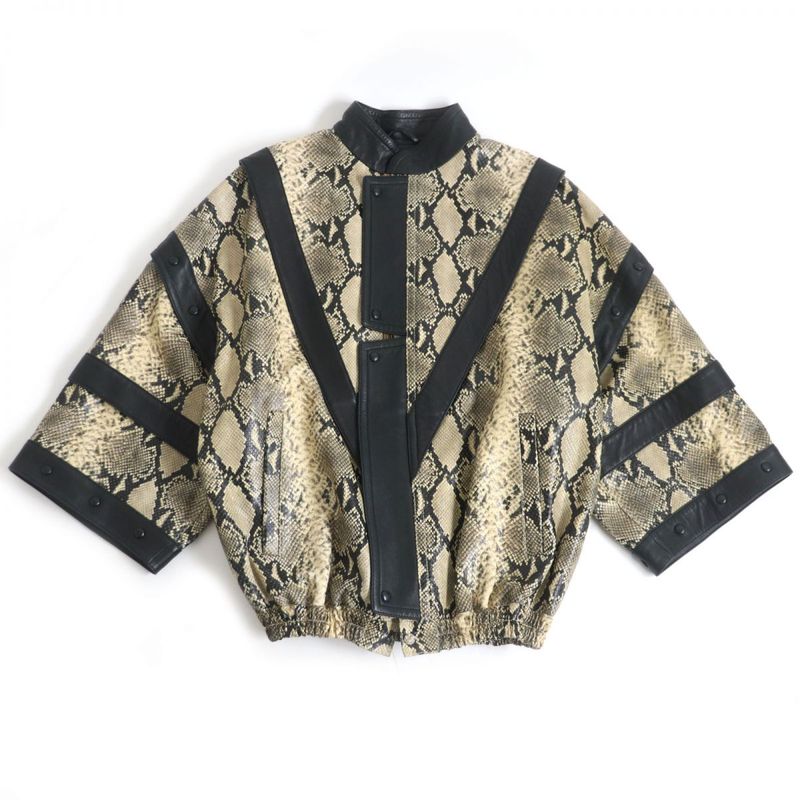 2018 Gucci/Gucci Python Shape Pressed Cowhide/lambleather 3WAY Blouson Jacket