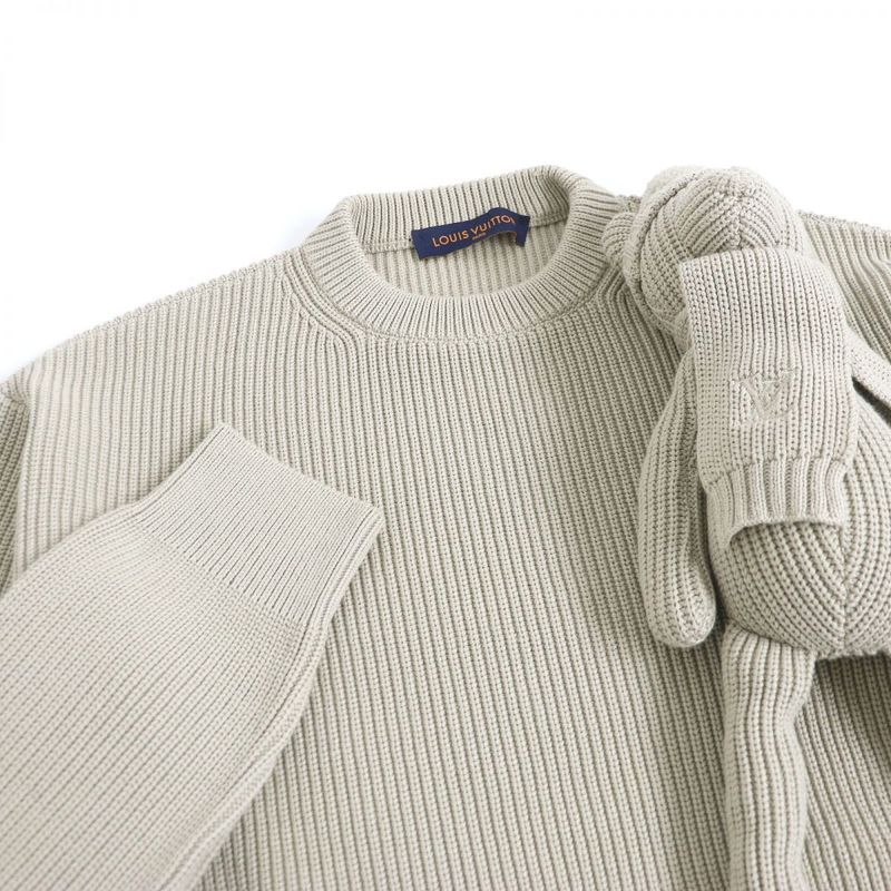21SS Louis Vuitton 1a8p40 Stitched Teddy Cotton Pullover Long Sleeve Crewneck