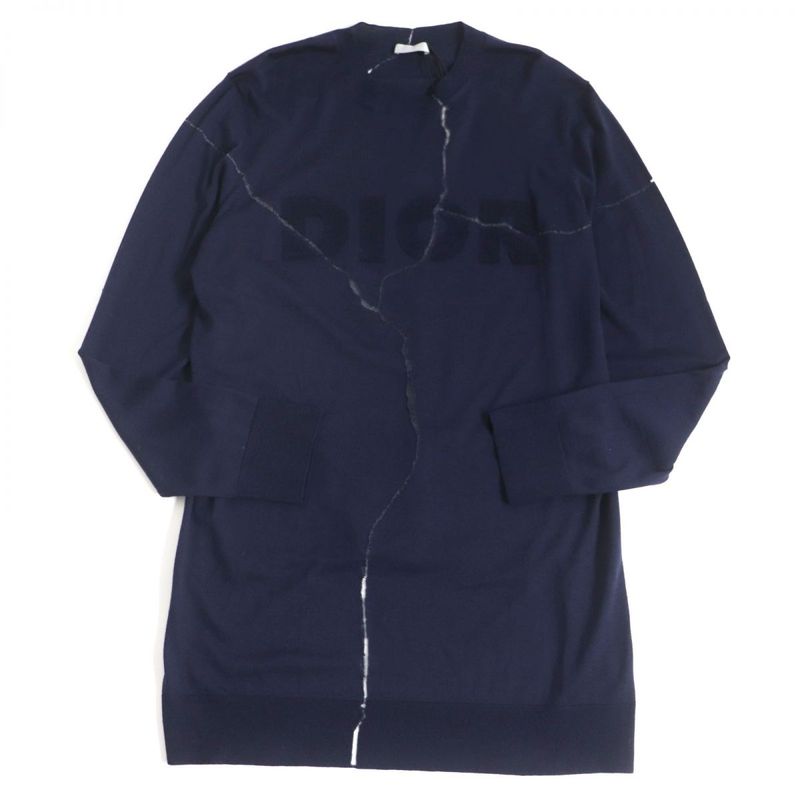 20 DIOR Homme X Daniel Arsham 023m654at090 Crack Embroidery Logo Knit Light