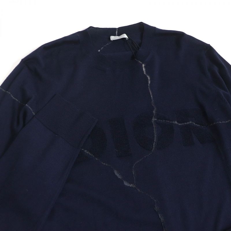 20 DIOR Homme X Daniel Arsham 023m654at090 Crack Embroidery Logo Knit Light