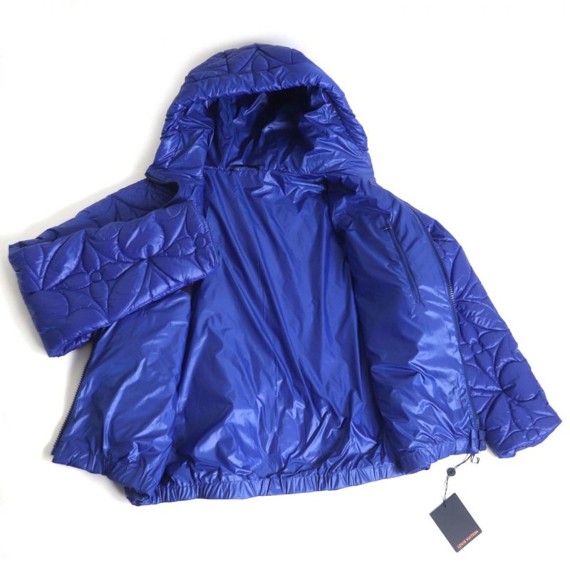 22SS Louis Vuitton 1a9fuh LVSE Flower Quilted Hoodie Jacket Blue France 50 Made