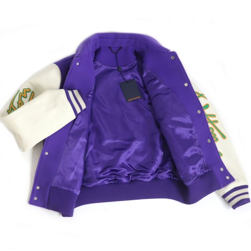 22AW Louis Vuitton 1aahh3 Multi-patch Mixed Patches Sleeve Leather Varsity