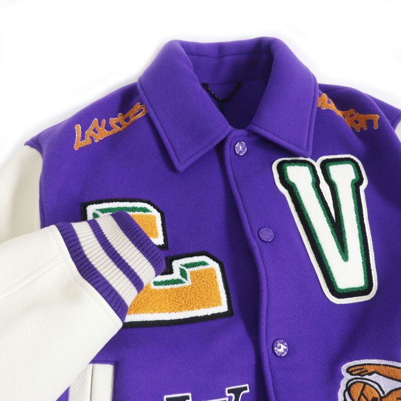 22AW Louis Vuitton 1aahh3 Multi-patch Mixed Patches Sleeve Leather Varsity