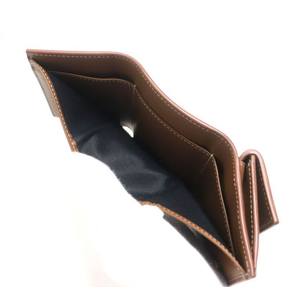 DIOR Om 2esbc110 CD Diamond Leather Trifold Wallet/compact Wallet Brown
