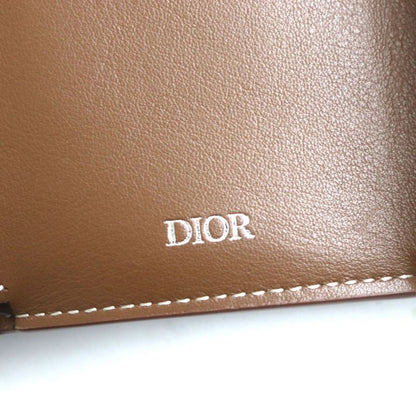 DIOR Om 2esbc110 CD Diamond Leather Trifold Wallet/compact Wallet Brown