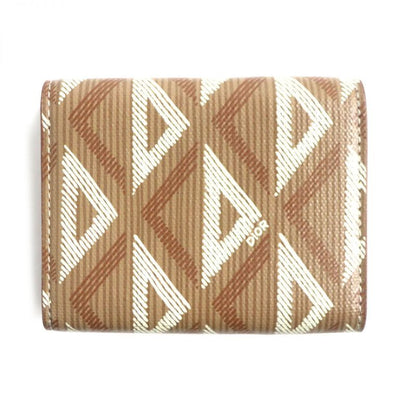 DIOR Om 2esbc110 CD Diamond Leather Trifold Wallet/compact Wallet Brown