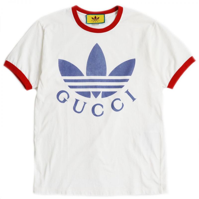 22SS Gucci×adidas Collaboration 702612 Trefoil Logo Cotton Jersey Short Sleeve