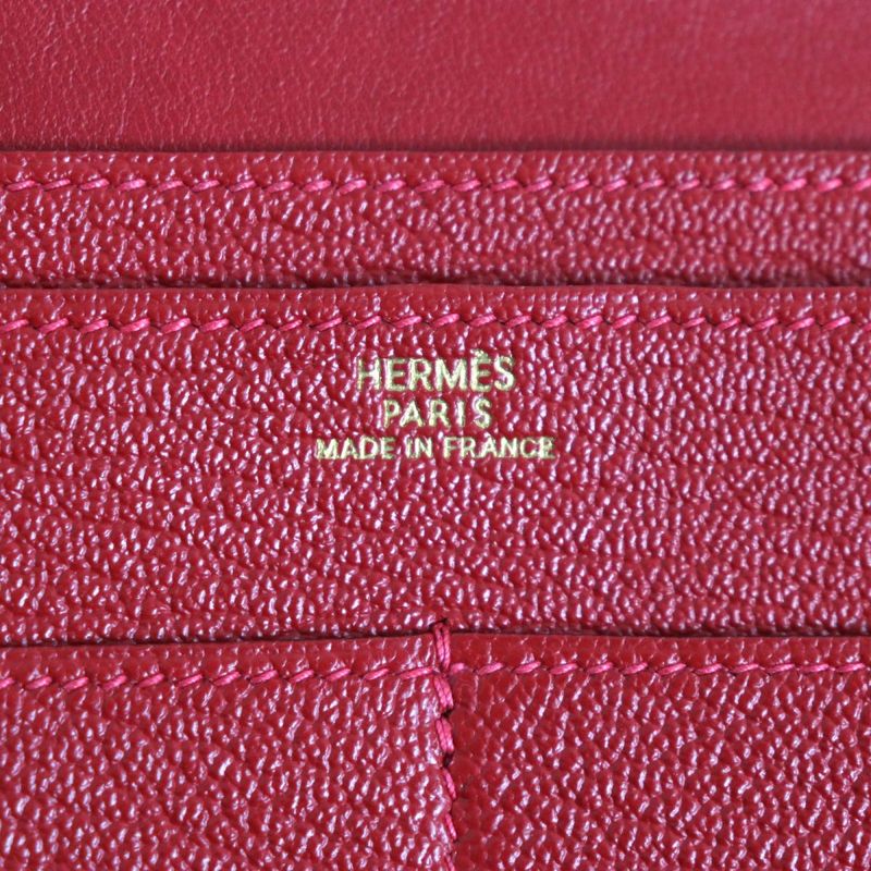  Hermes Dogon GM Serie Button Chevre Mizor Leather Wallet / Bifold Long Wallet