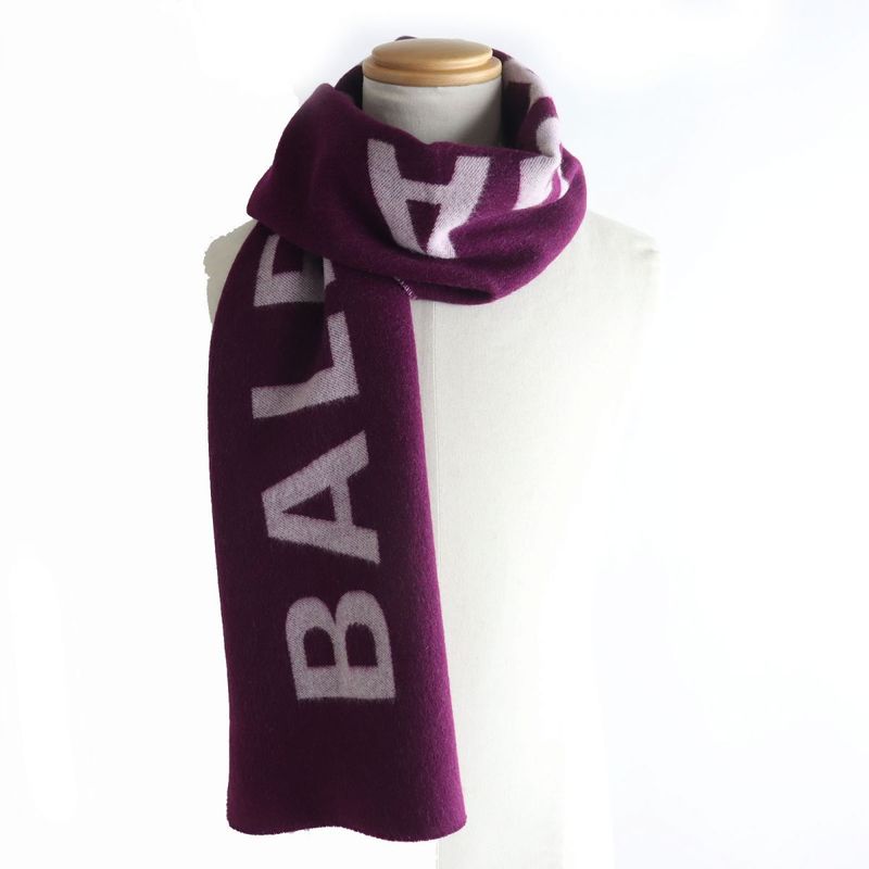 Balenciaga 512732 Jacquard Wool With Logo Purple And Gray Made In