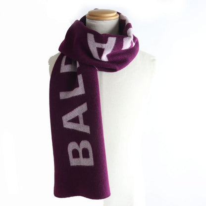 Balenciaga 512732 Jacquard Wool With Logo Purple And Gray Made In