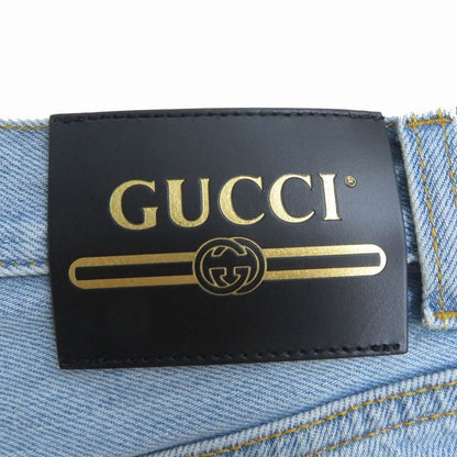 Gucci X The North Face 21SS 640399 Leather Washed Denim Shorts With Logo Patch