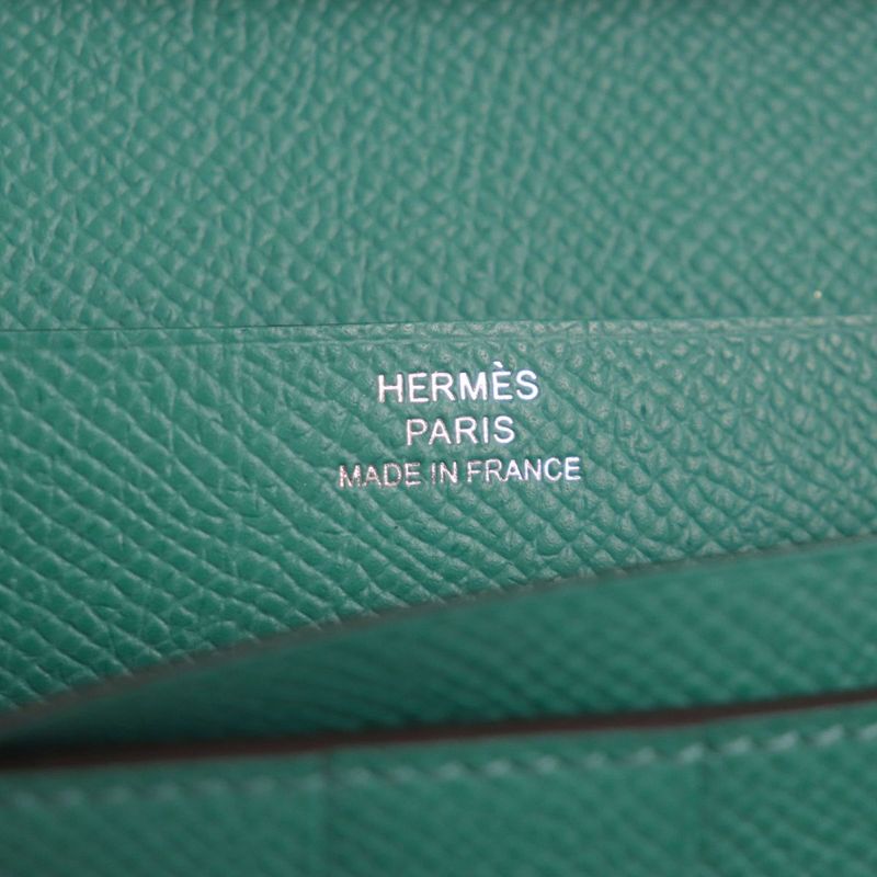  Hermes Bearn Souffle Vaux Epson Leather Bifold Long Wallet Celeste X Veil