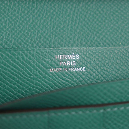  Hermes Bearn Souffle Vaux Epson Leather Bifold Long Wallet Celeste X Veil