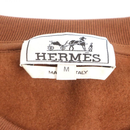 23ss Hermes Chevaux En Symmetry Leather Patch Sweatshirt Brown M Men's Made In