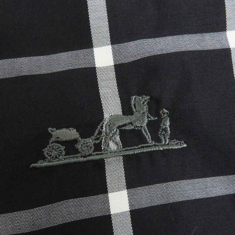 Hermes Window Pen Cuff Serie Buttons Silver Hardware Logo Embroidery Blouson