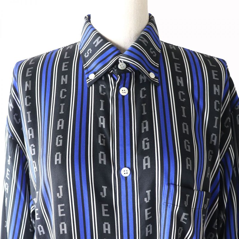 20SS Balenciaga Wardrobe 658956 Logo Stripe Pattern 100% Rayon Long