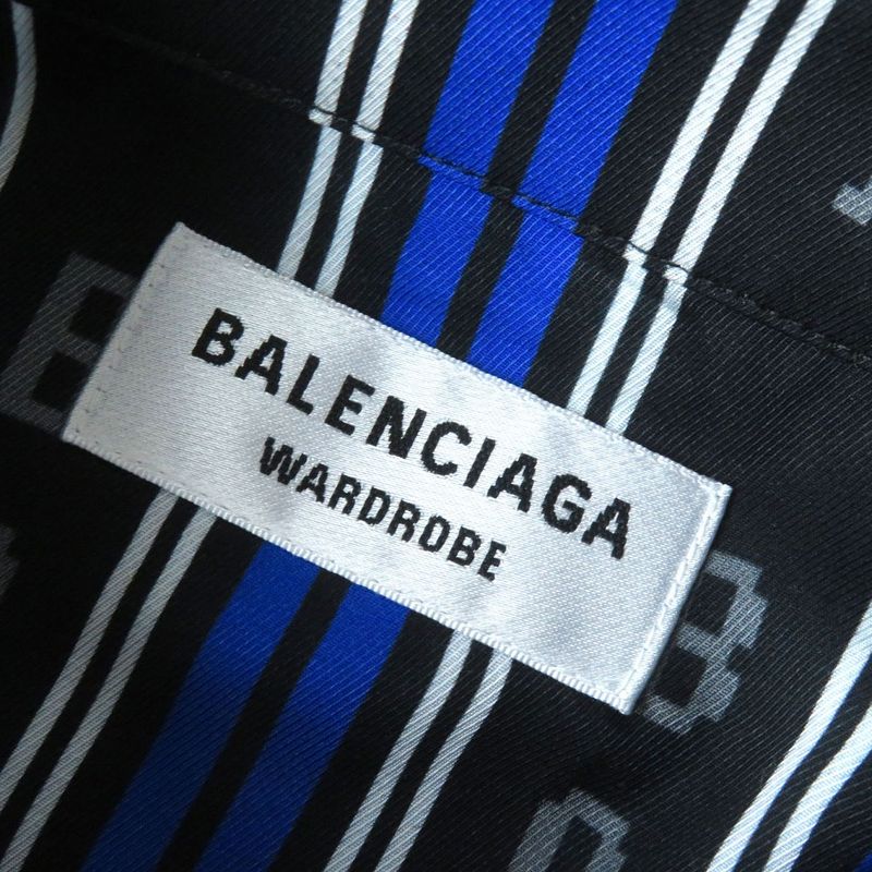 20SS Balenciaga Wardrobe 658956 Logo Stripe Pattern 100% Rayon Long
