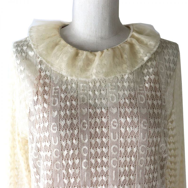 Gucci Loved Lace Top With Inner Camisole Light Beige 44 Made In Italy