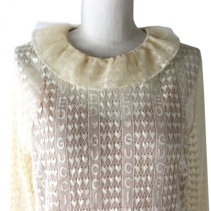Gucci Loved Lace Top With Inner Camisole Light Beige 44 Made In Italy