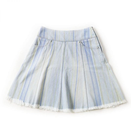 CHANEL P58766 Women's A-line/trapezoid Cut-off Denim Skirt